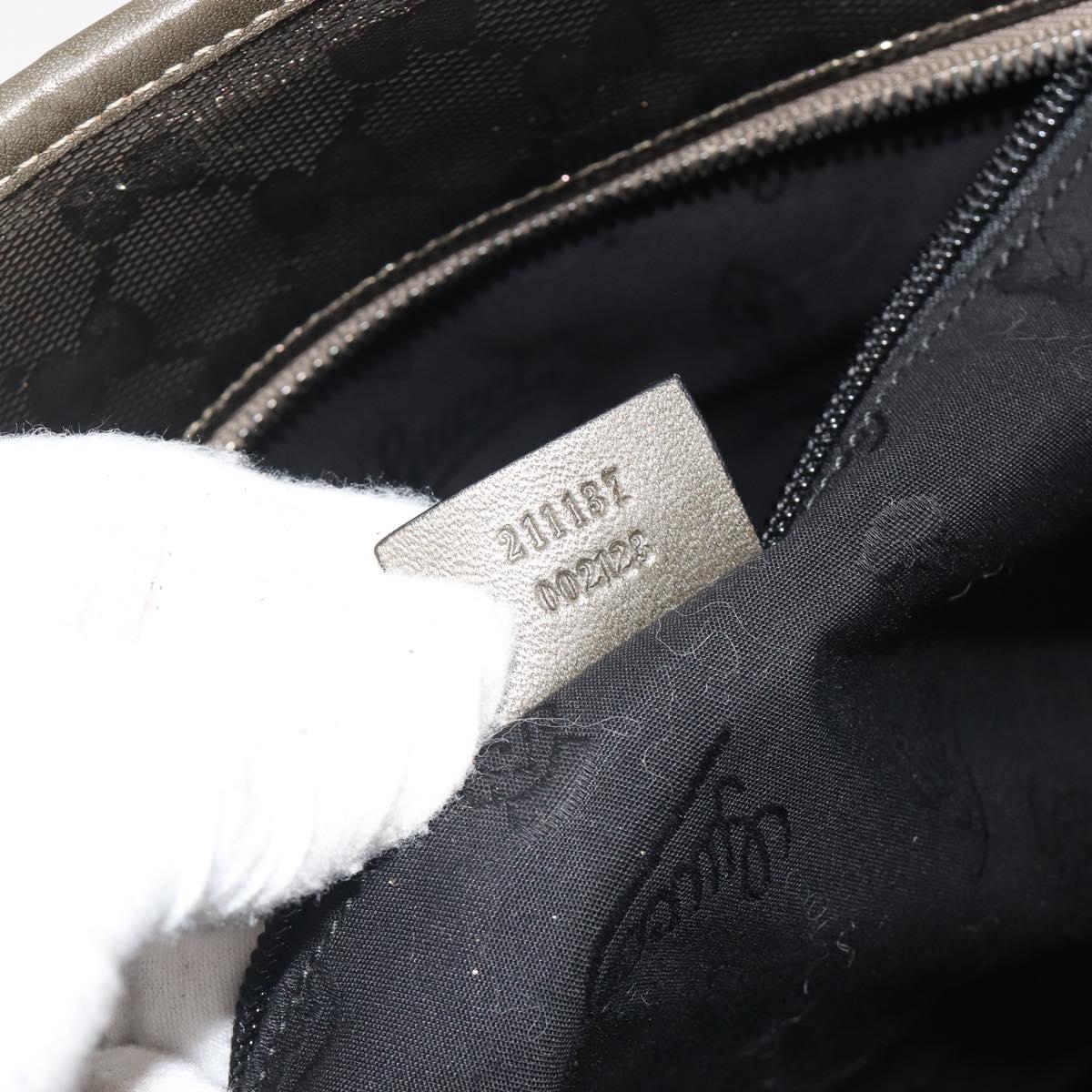GUCCI GG Canvas Guccissima Tote Bag Leather Silver 211137 Auth mr2751