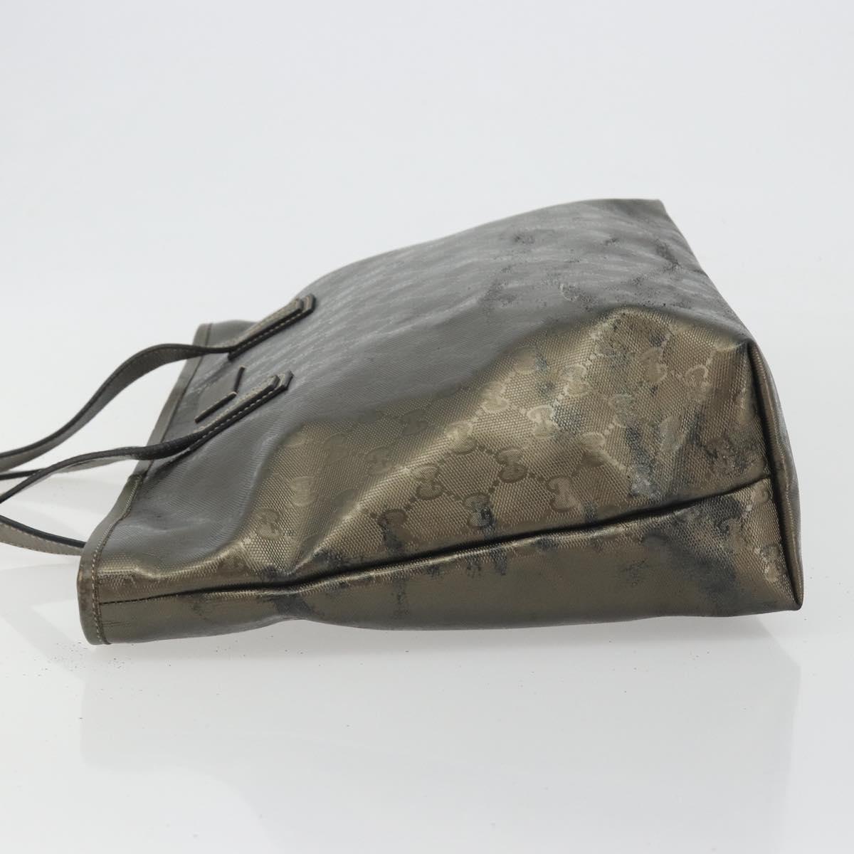 GUCCI GG Canvas Guccissima Tote Bag Leather Silver 211137 Auth mr2751