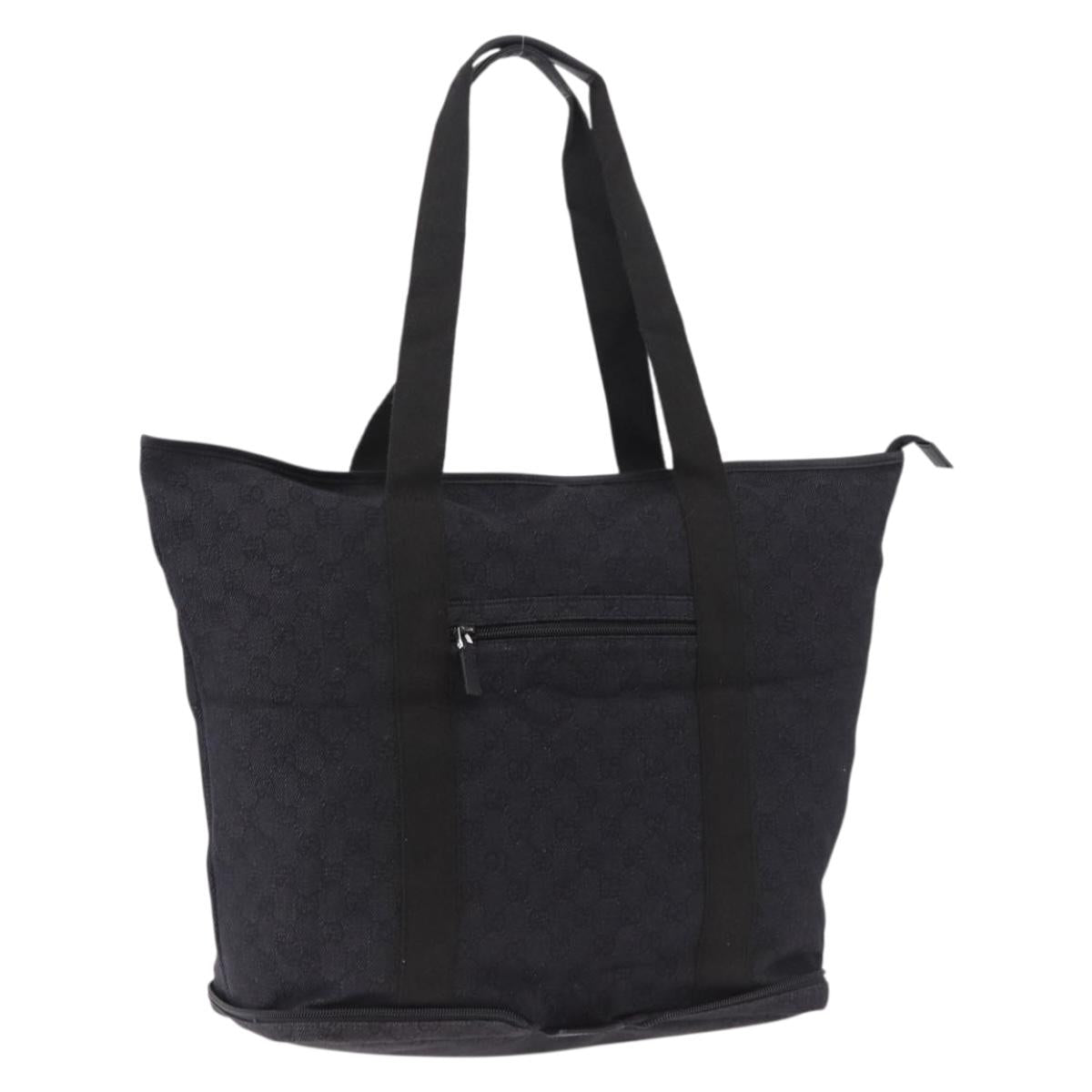 GUCCI GG Canvas Tote Bag Black Silver 152232 Auth mr2752A