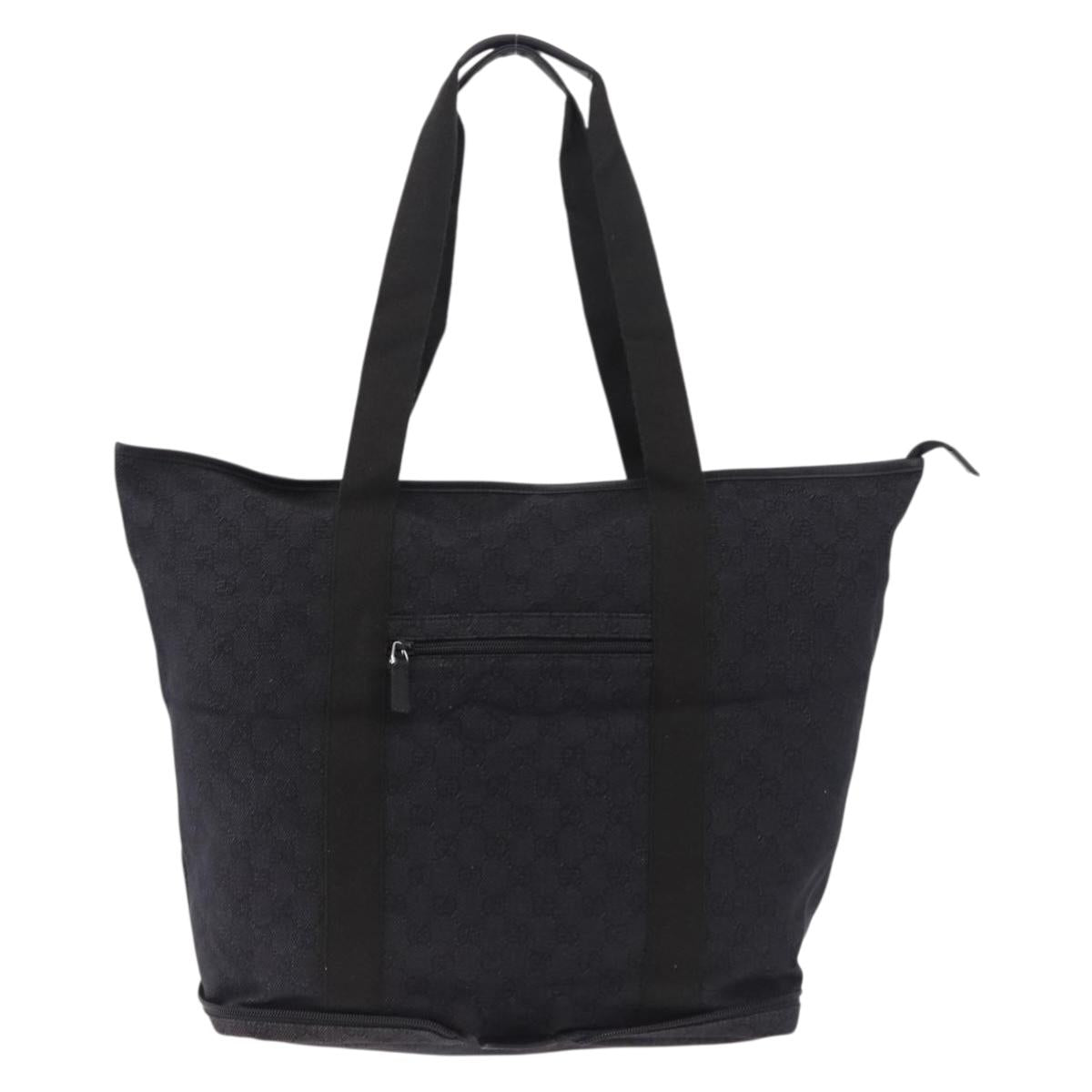 GUCCI GG Canvas Tote Bag Black Silver 152232 Auth mr2752A
