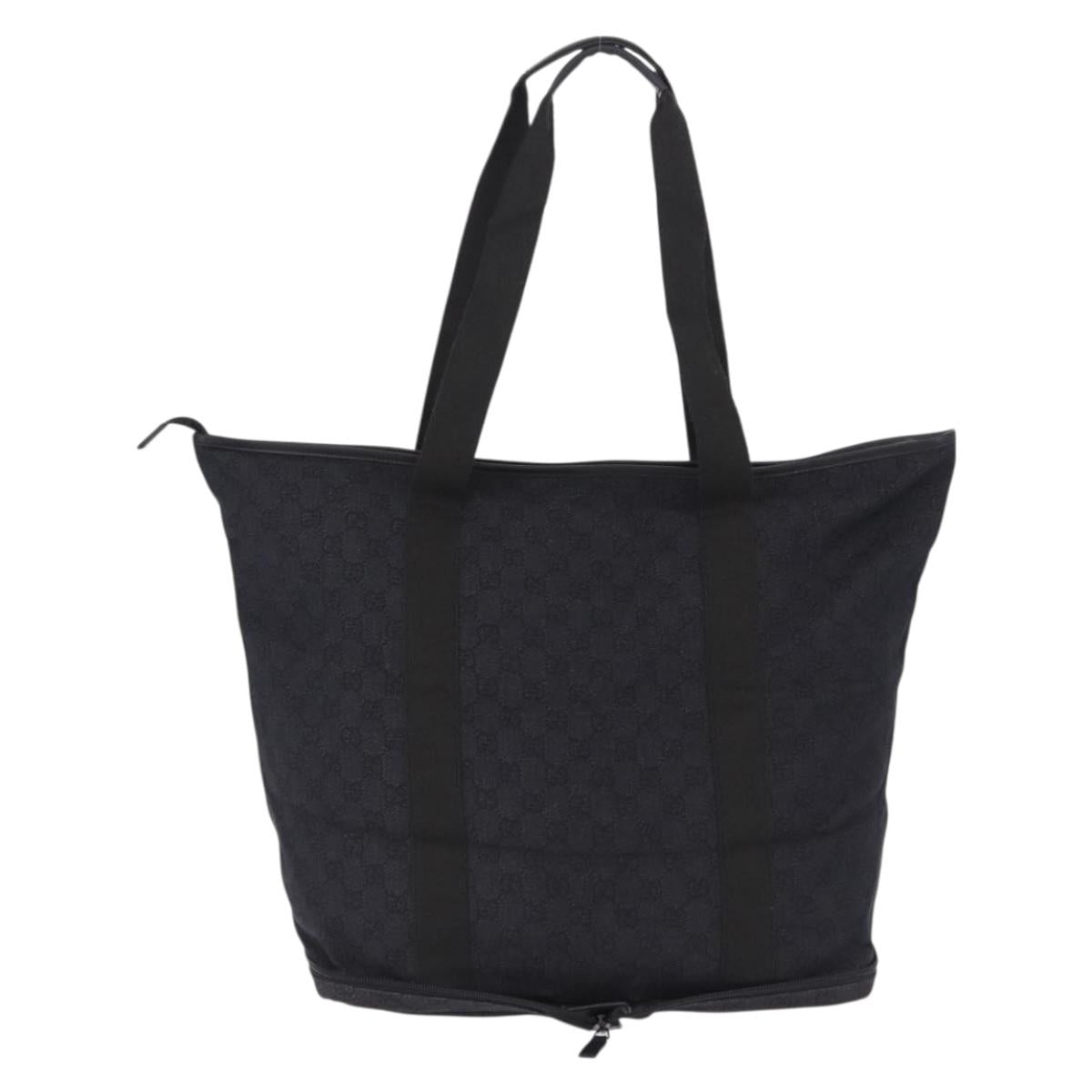 GUCCI GG Canvas Tote Bag Black Silver 152232 Auth mr2752A