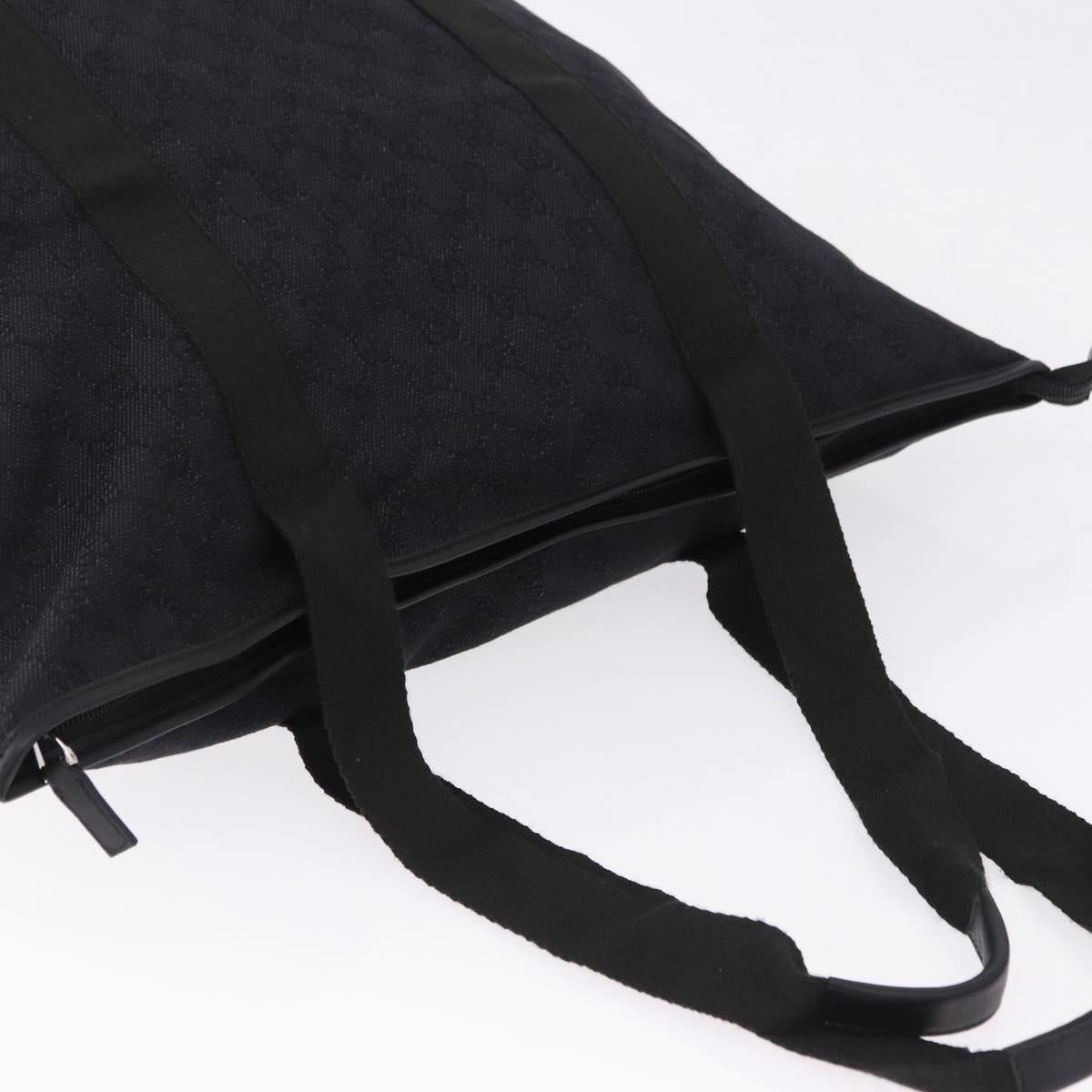 GUCCI GG Canvas Tote Bag Black Silver 152232 Auth mr2752A
