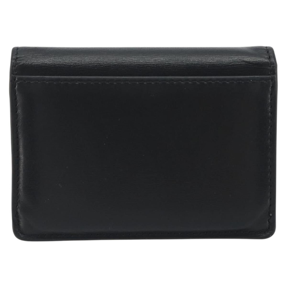 CELINE Triomphe Card Case Leather Black Gold Auth mr2753A