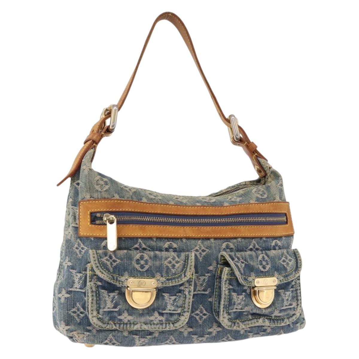 LOUIS VUITTON Monogram Denim Buggy PM Shoulder Bag Blue M95049 LV Auth mr2761A