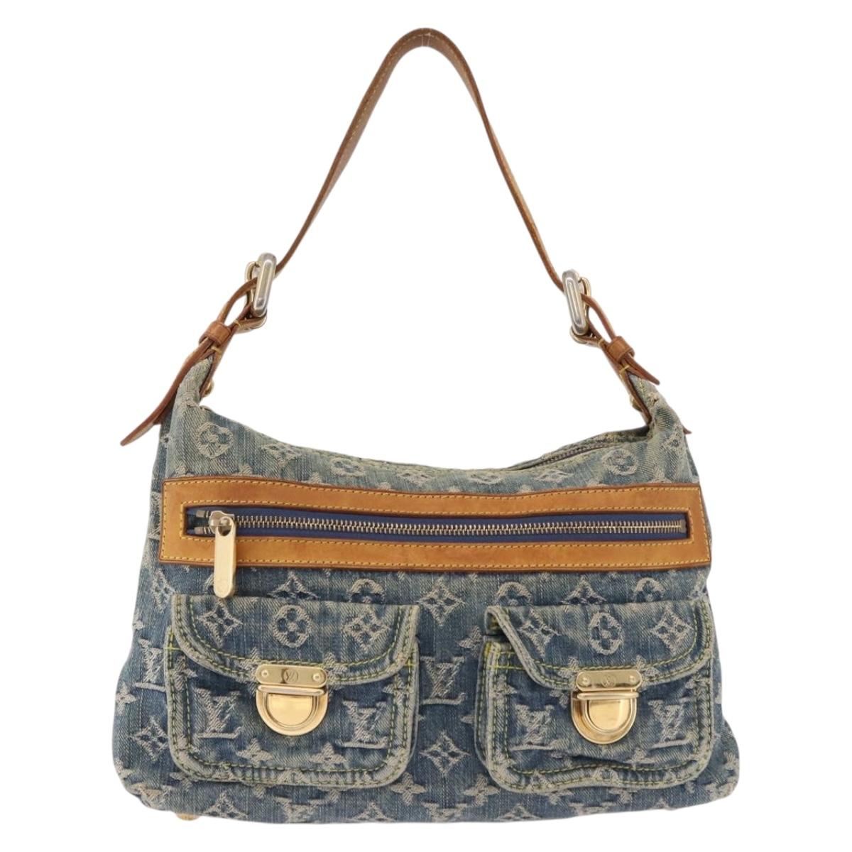 LOUIS VUITTON Monogram Denim Buggy PM Shoulder Bag Blue M95049 LV Auth mr2761A