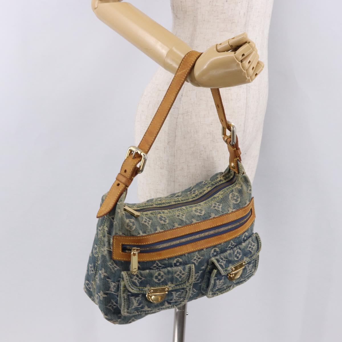 LOUIS VUITTON Monogram Denim Buggy PM Shoulder Bag Blue M95049 LV Auth mr2761A