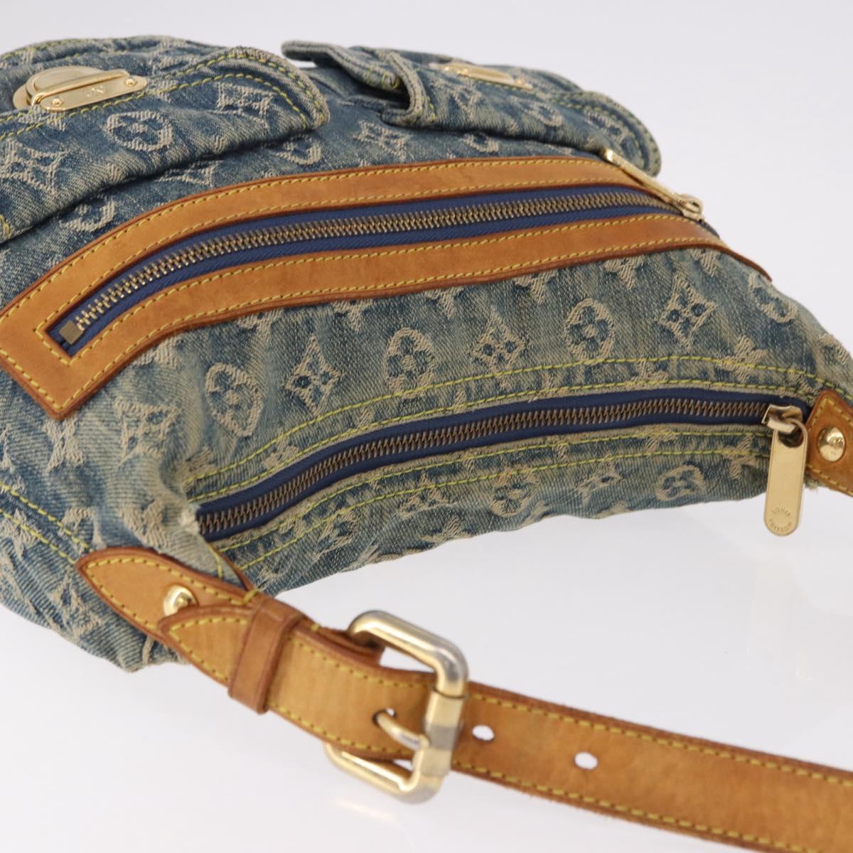 LOUIS VUITTON Monogram Denim Buggy PM Shoulder Bag Blue M95049 LV Auth mr2761A