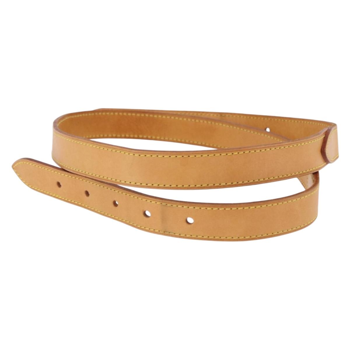 LOUIS VUITTON Buggy Shoulder Strap Leather 49.2"" Beige LV Auth mr2762