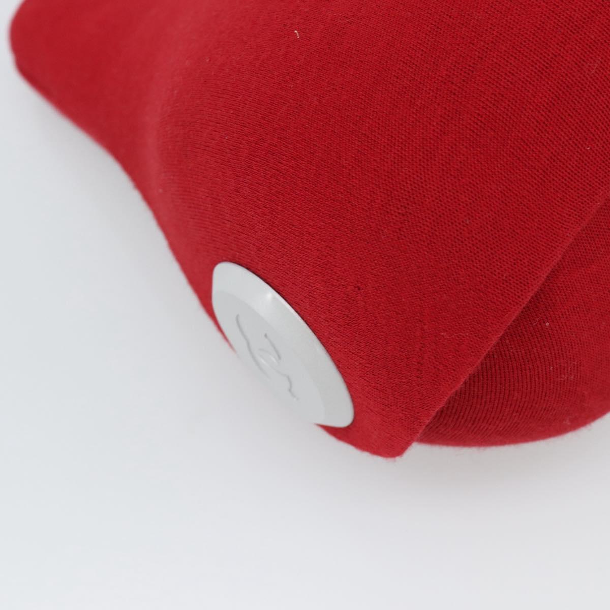 CHANEL Hip Bag Cotton Red CC Auth mr2766A