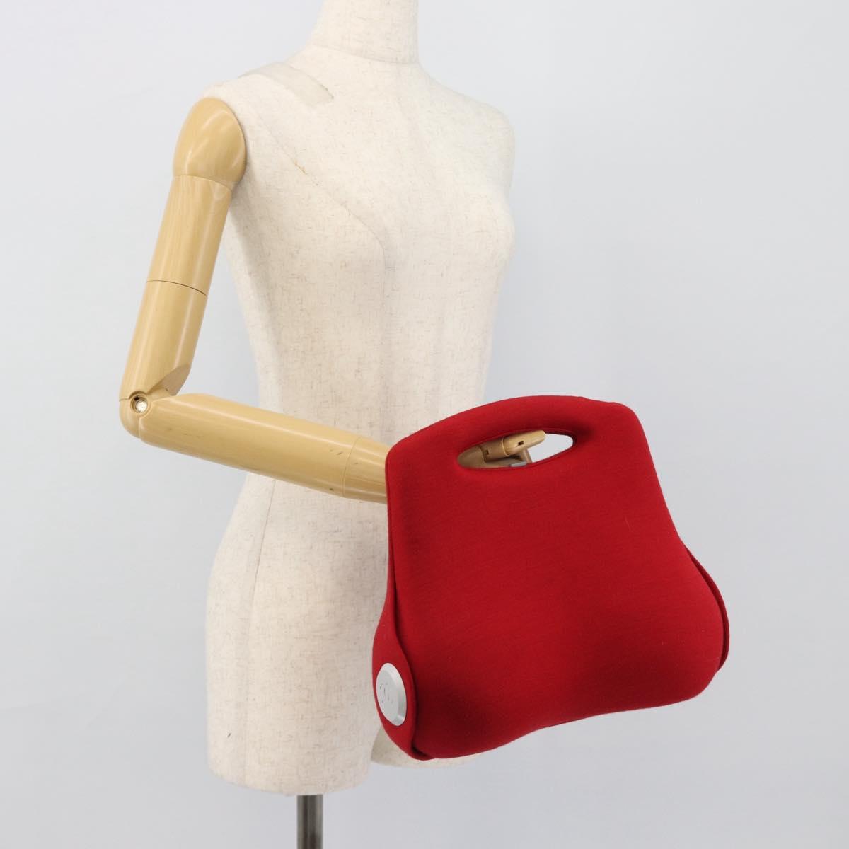 CHANEL Hip Bag Cotton Red CC Auth mr2766A