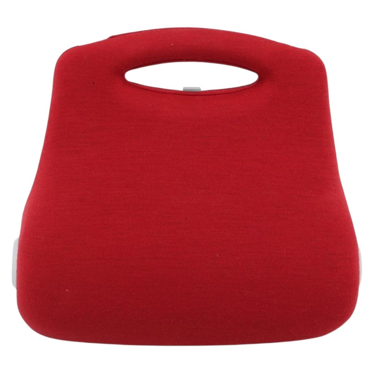 CHANEL Hip Bag Cotton Red CC Auth mr2766A