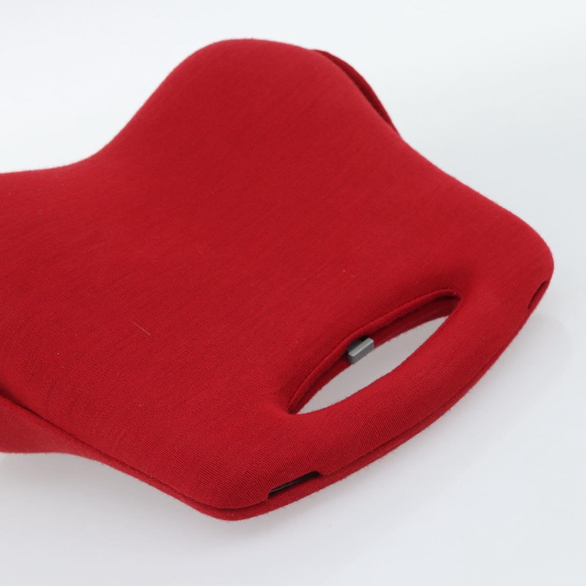 CHANEL Hip Bag Cotton Red CC Auth mr2766A