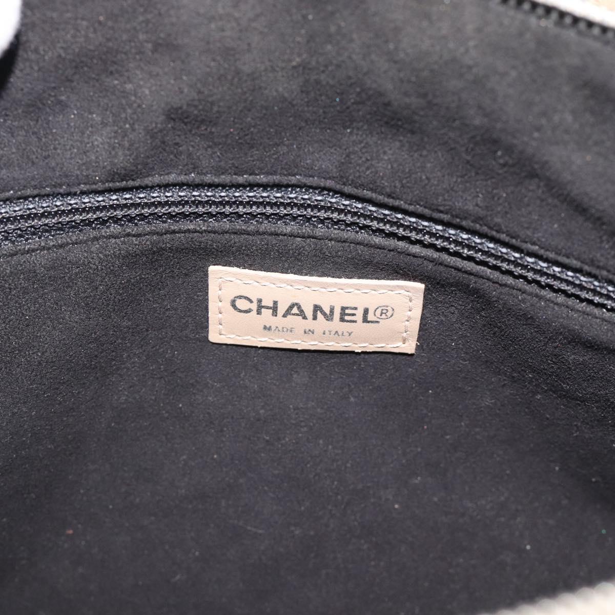 CHANEL Choco Bar Line Shoulder Bag Patent Leather Brown Silver CC Auth mr2768