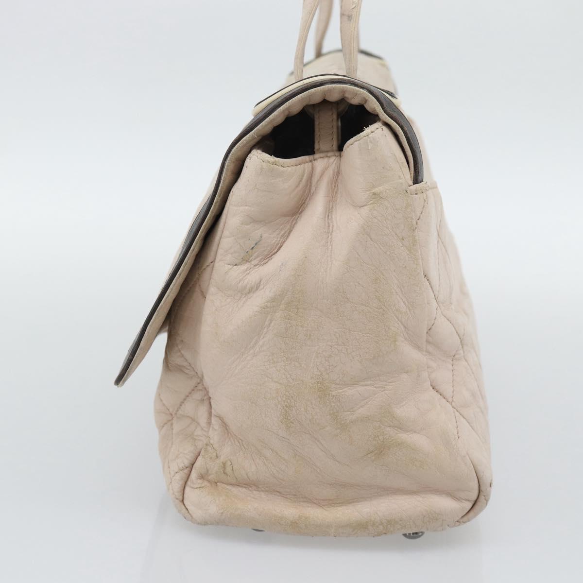 CHANEL Matelasse 2.55 Shoulder Bag Leather Beige Pink Silver CC Auth mr2770