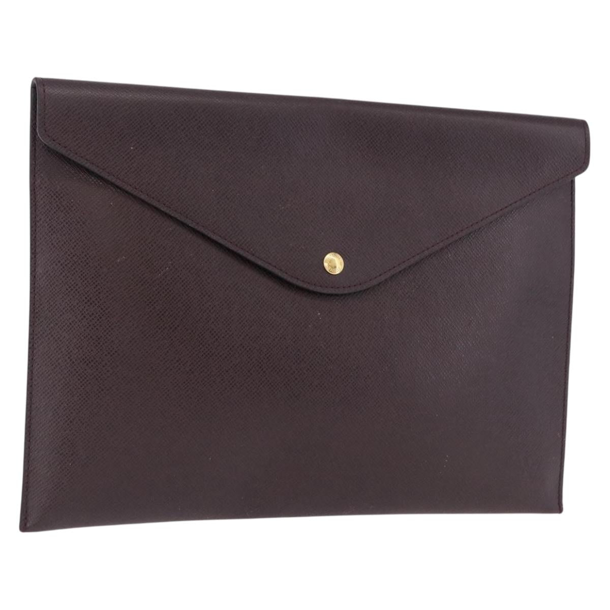 LOUIS VUITTON Taiga Document Case Pouch Acajou M99087 LV Auth mr2772