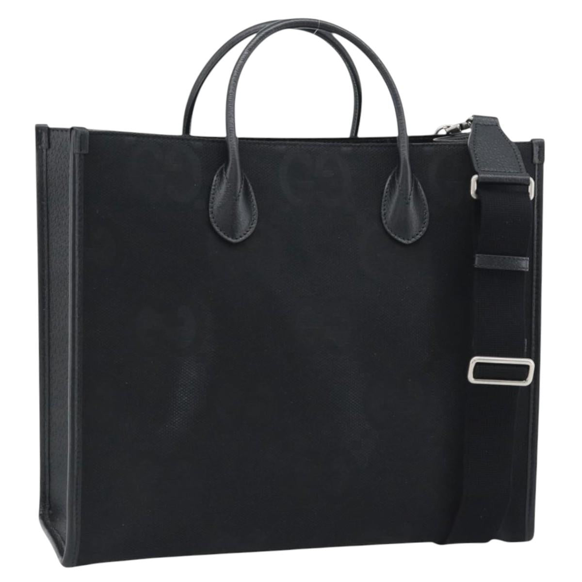 GUCCI Jumbo GG Canvas Hand Bag 2way Black Silver 678839 Auth mr2773V
