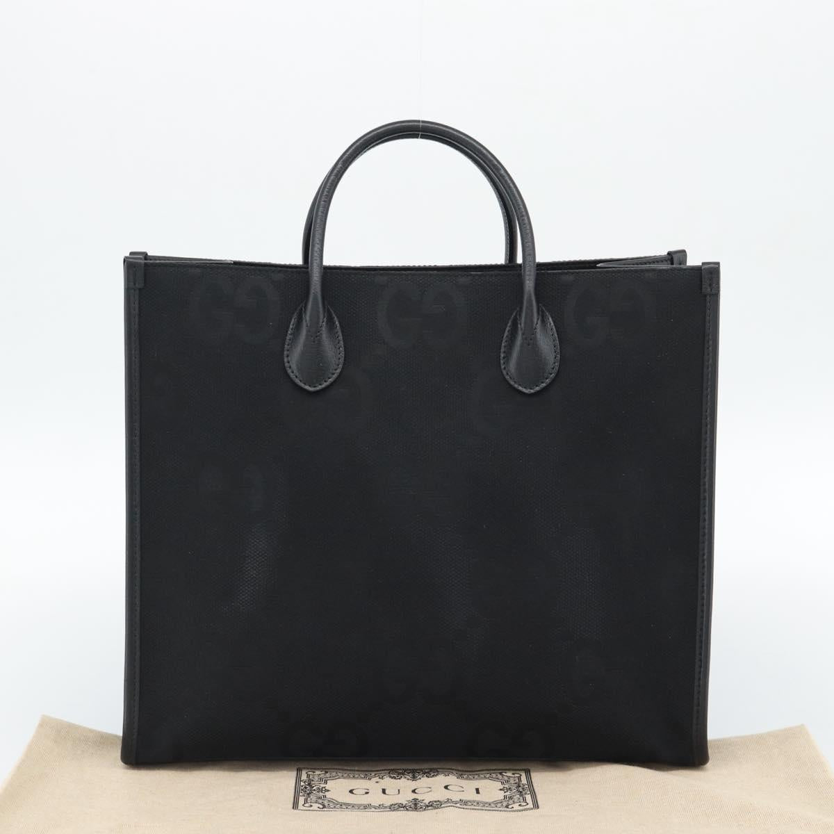GUCCI Jumbo GG Canvas Hand Bag 2way Black Silver 678839 Auth mr2773V