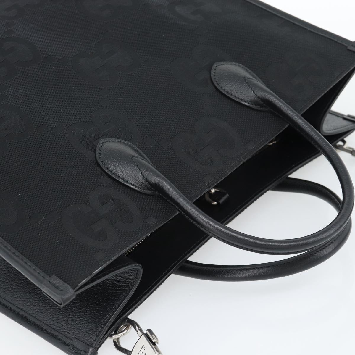 GUCCI Jumbo GG Canvas Hand Bag 2way Black Silver 678839 Auth mr2773V