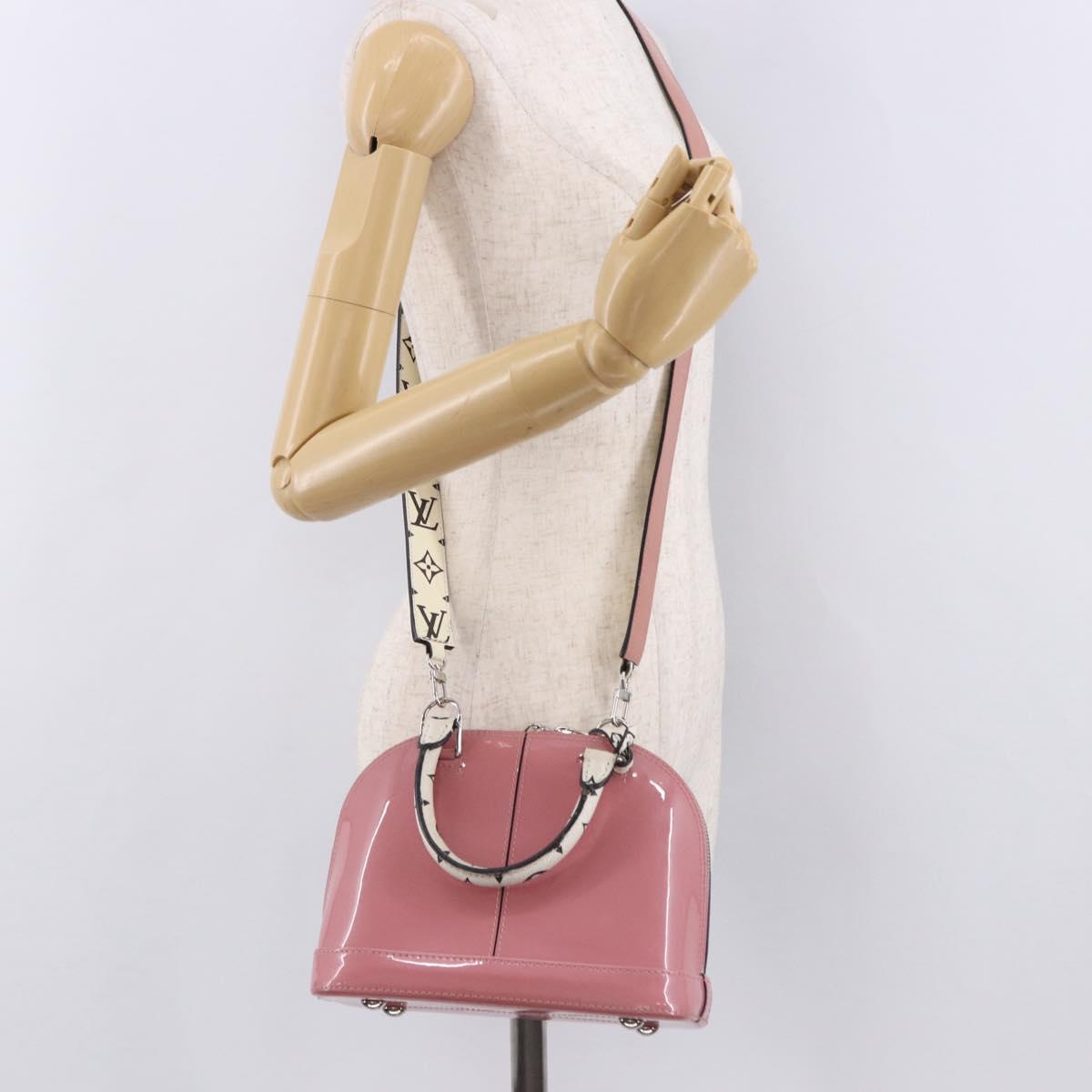 LOUIS VUITTON Monogram Vernis Alma BB Hand Bag 2way Pink M54704 LV Auth mr2774V