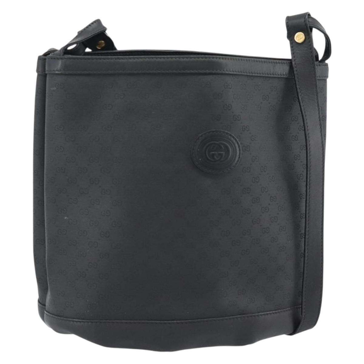 GUCCI Micro GG Supreme Shoulder Bag PVC Black Gold 001 14 0934 Auth mr2775