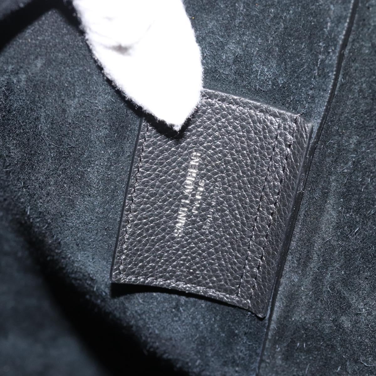 SAINT LAURENT Tote Bag Leather Black Silver Auth mr2776A