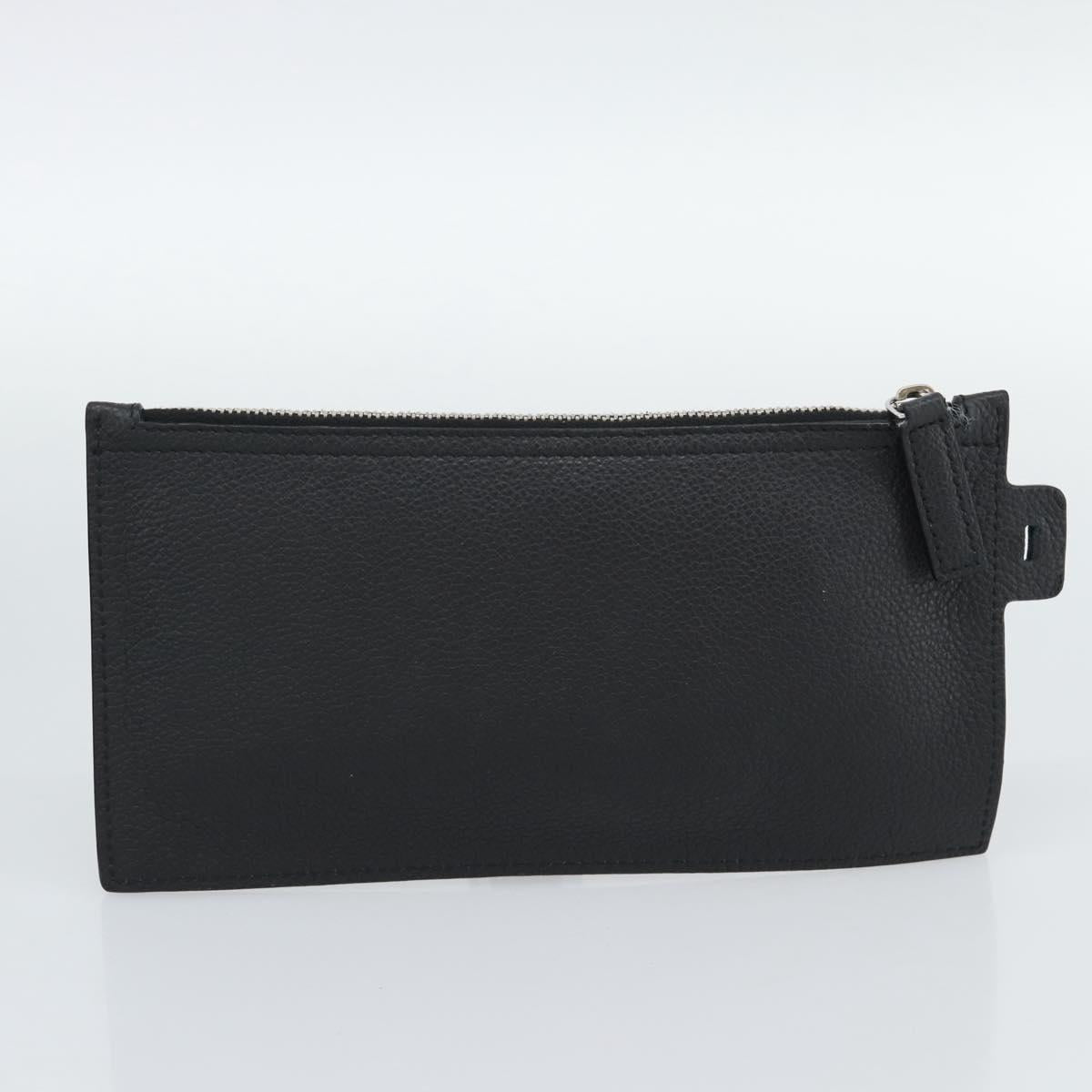 SAINT LAURENT Tote Bag Leather Black Silver Auth mr2776A