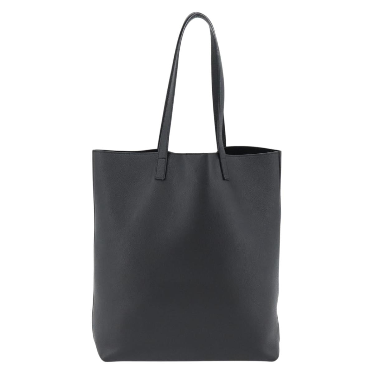 SAINT LAURENT Tote Bag Leather Black Silver Auth mr2776A