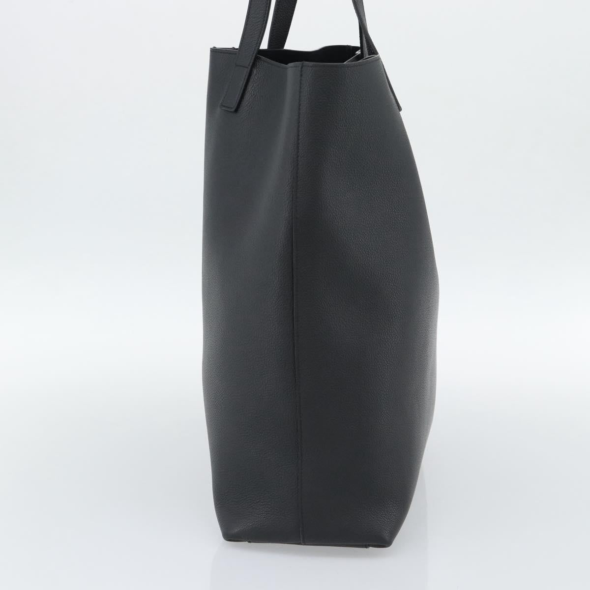 SAINT LAURENT Tote Bag Leather Black Silver Auth mr2776A