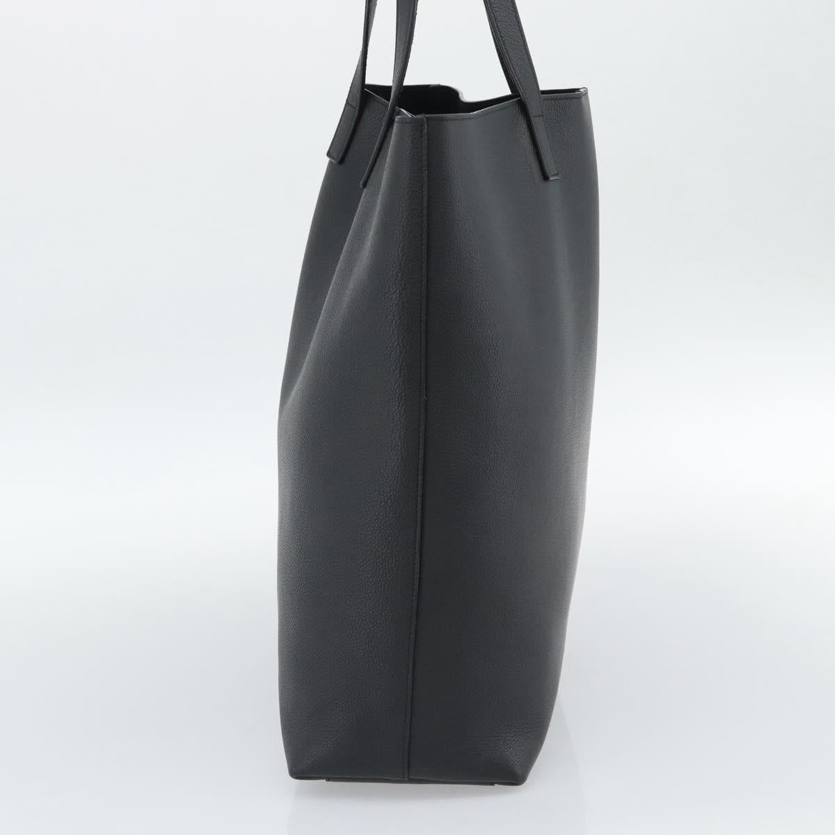 SAINT LAURENT Tote Bag Leather Black Silver Auth mr2776A