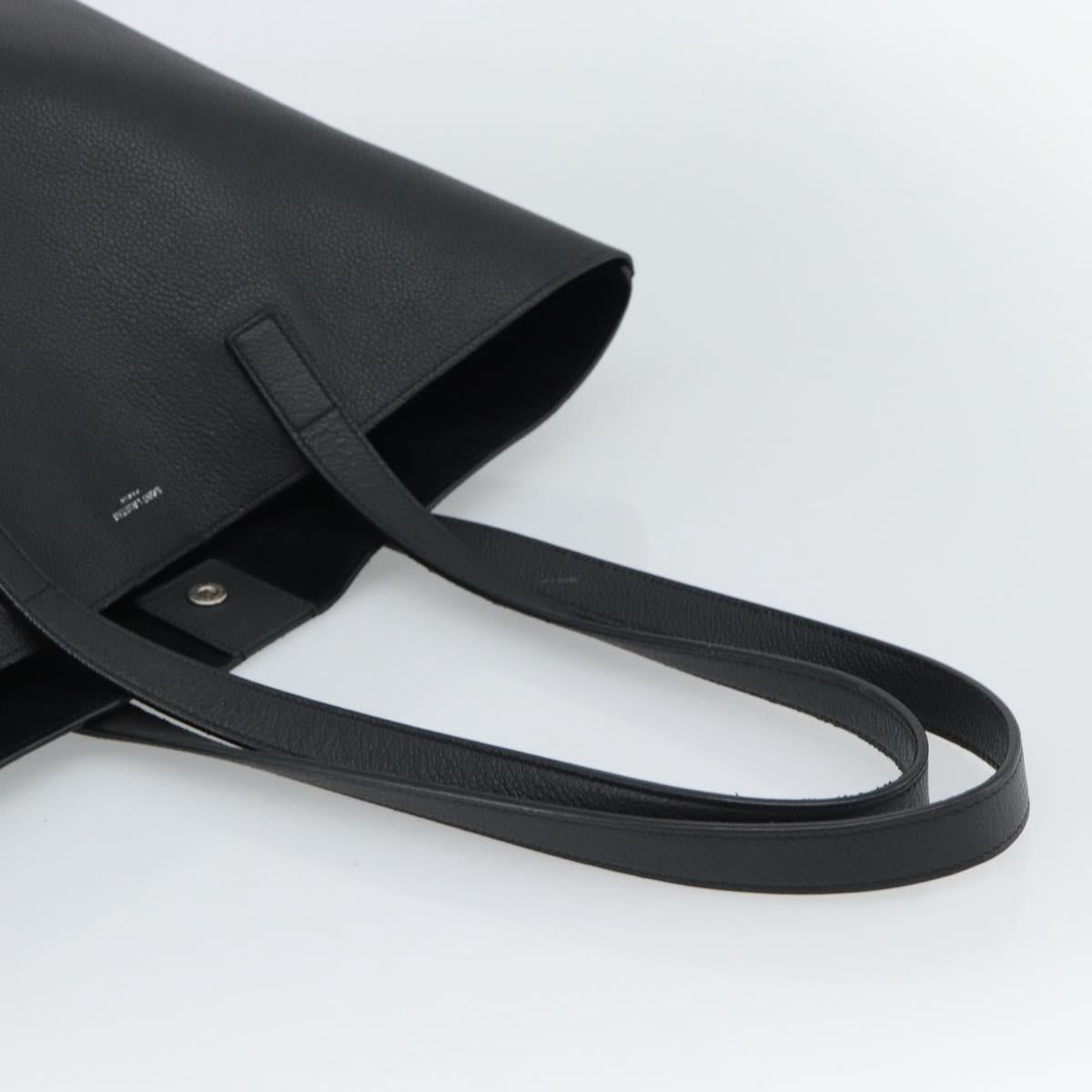 SAINT LAURENT Tote Bag Leather Black Silver Auth mr2776A