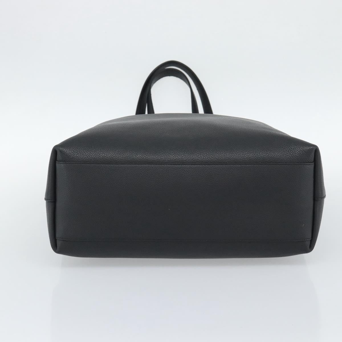 SAINT LAURENT Tote Bag Leather Black Silver Auth mr2776A