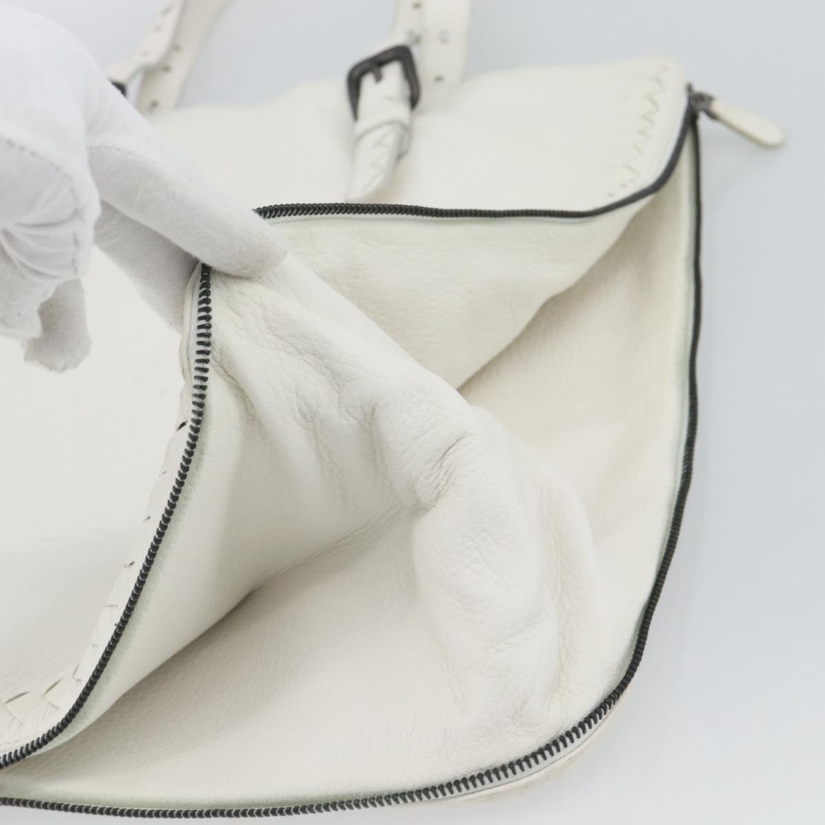 BOTTEGA VENETA Hand Bag Leather White Auth mr2777V