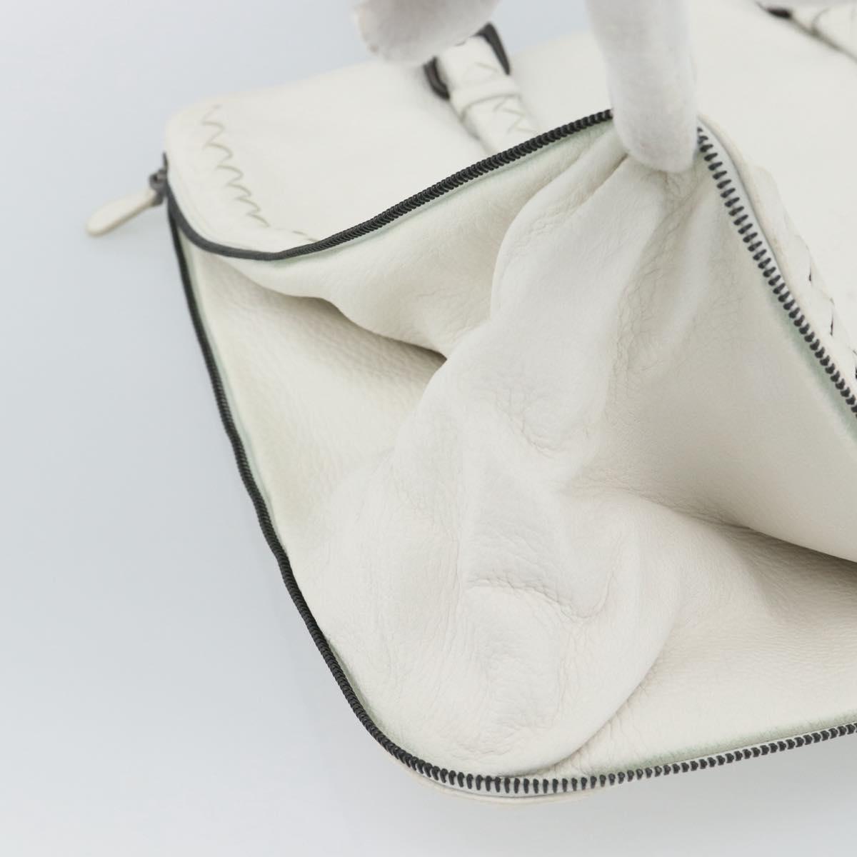 BOTTEGA VENETA Hand Bag Leather White Auth mr2777V