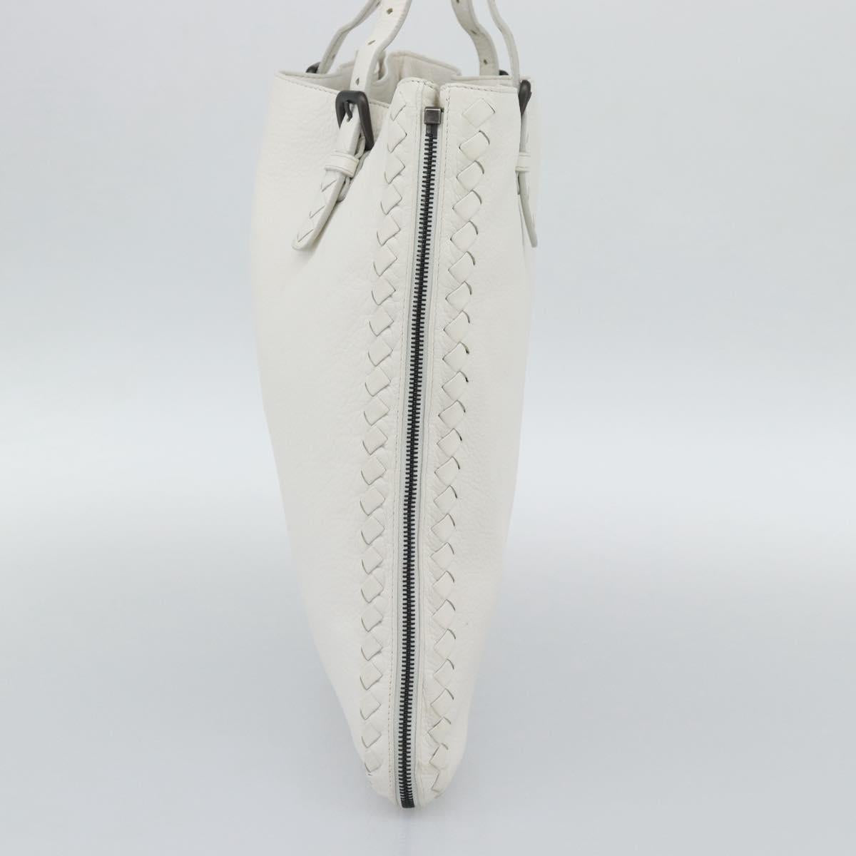 BOTTEGA VENETA Hand Bag Leather White Auth mr2777V