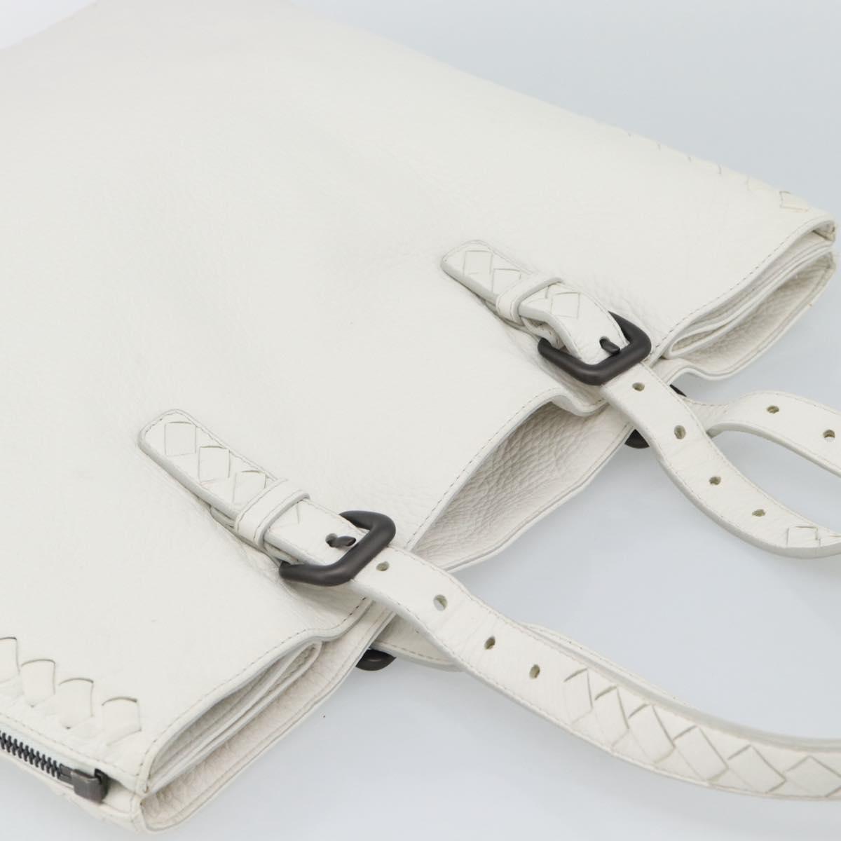 BOTTEGA VENETA Hand Bag Leather White Auth mr2777V