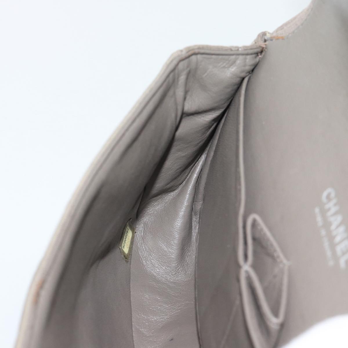 CHANEL Matelasse Chain Shoulder Bag Cotton Gray Silver CC Auth mr2778