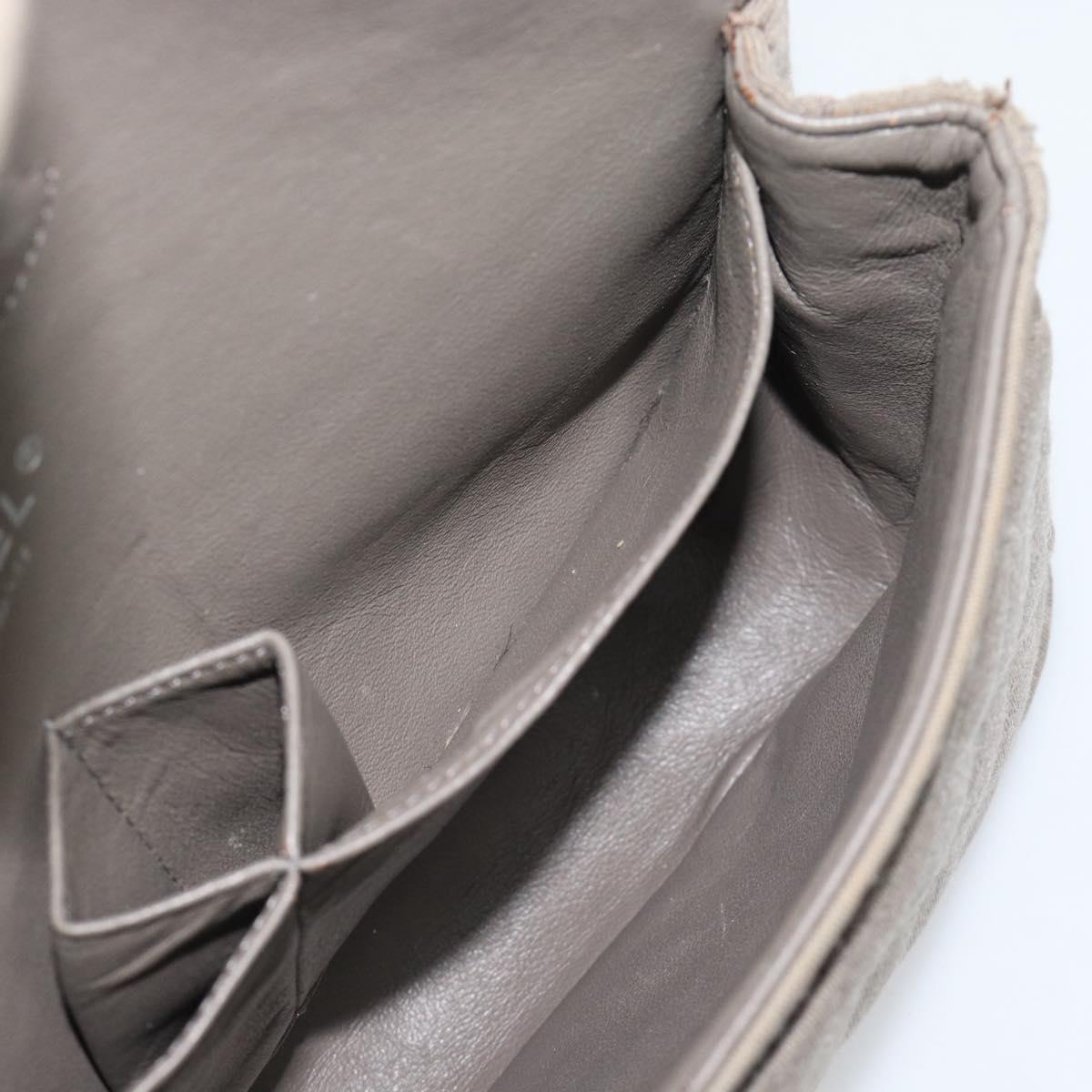 CHANEL Matelasse Chain Shoulder Bag Cotton Gray Silver CC Auth mr2778
