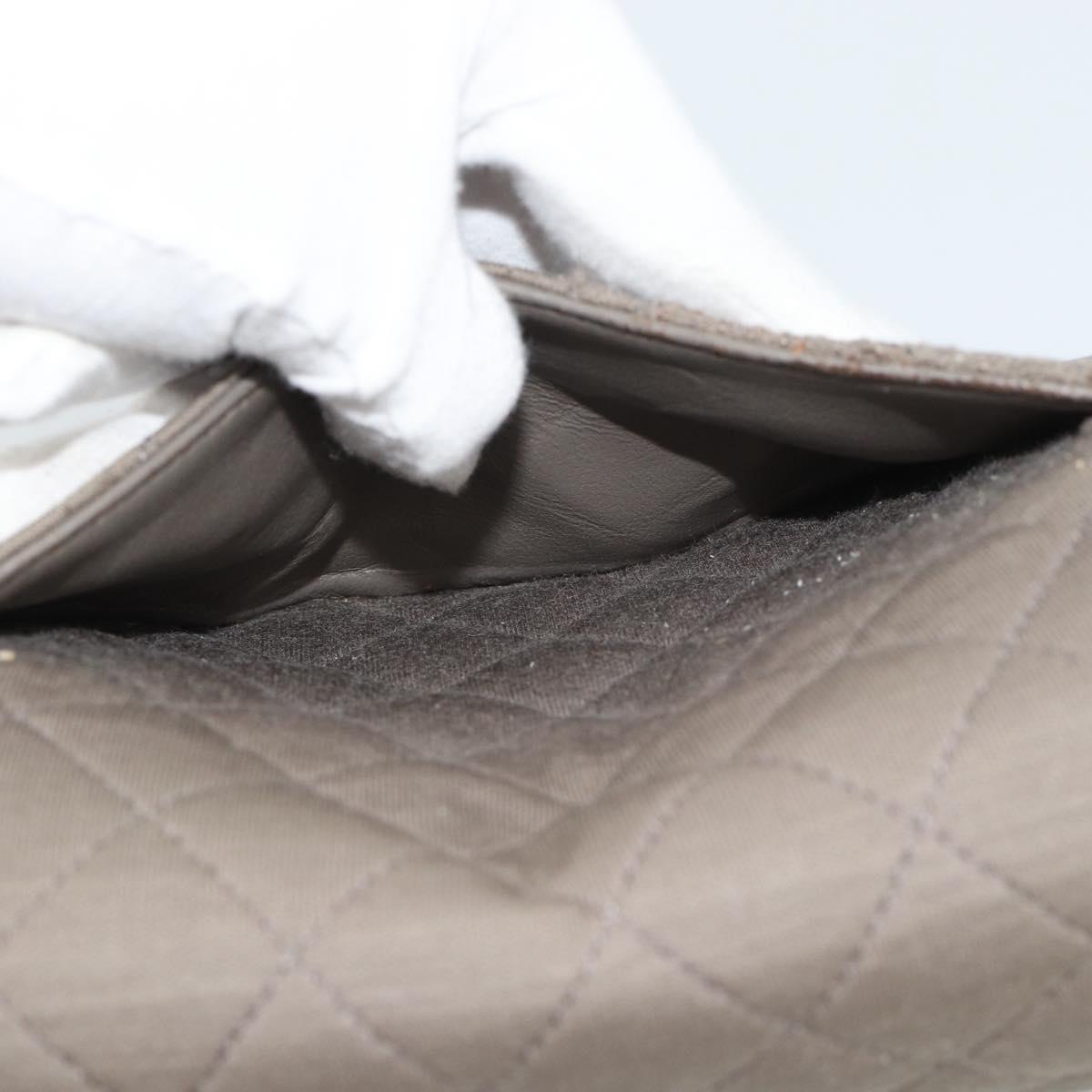 CHANEL Matelasse Chain Shoulder Bag Cotton Gray Silver CC Auth mr2778
