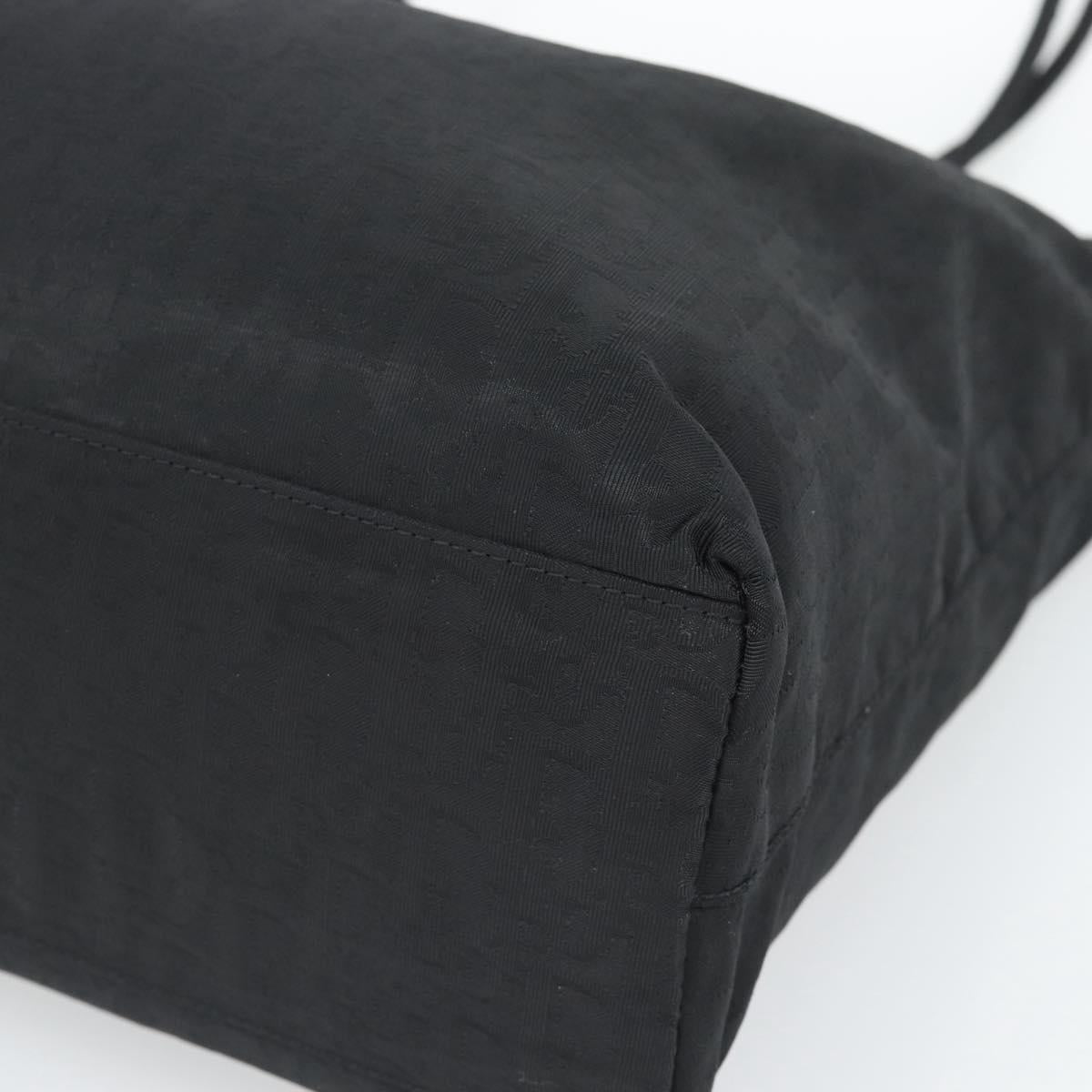 Christian Dior Trotter Canvas Tote Bag Nylon Black Silver Auth mr2779A