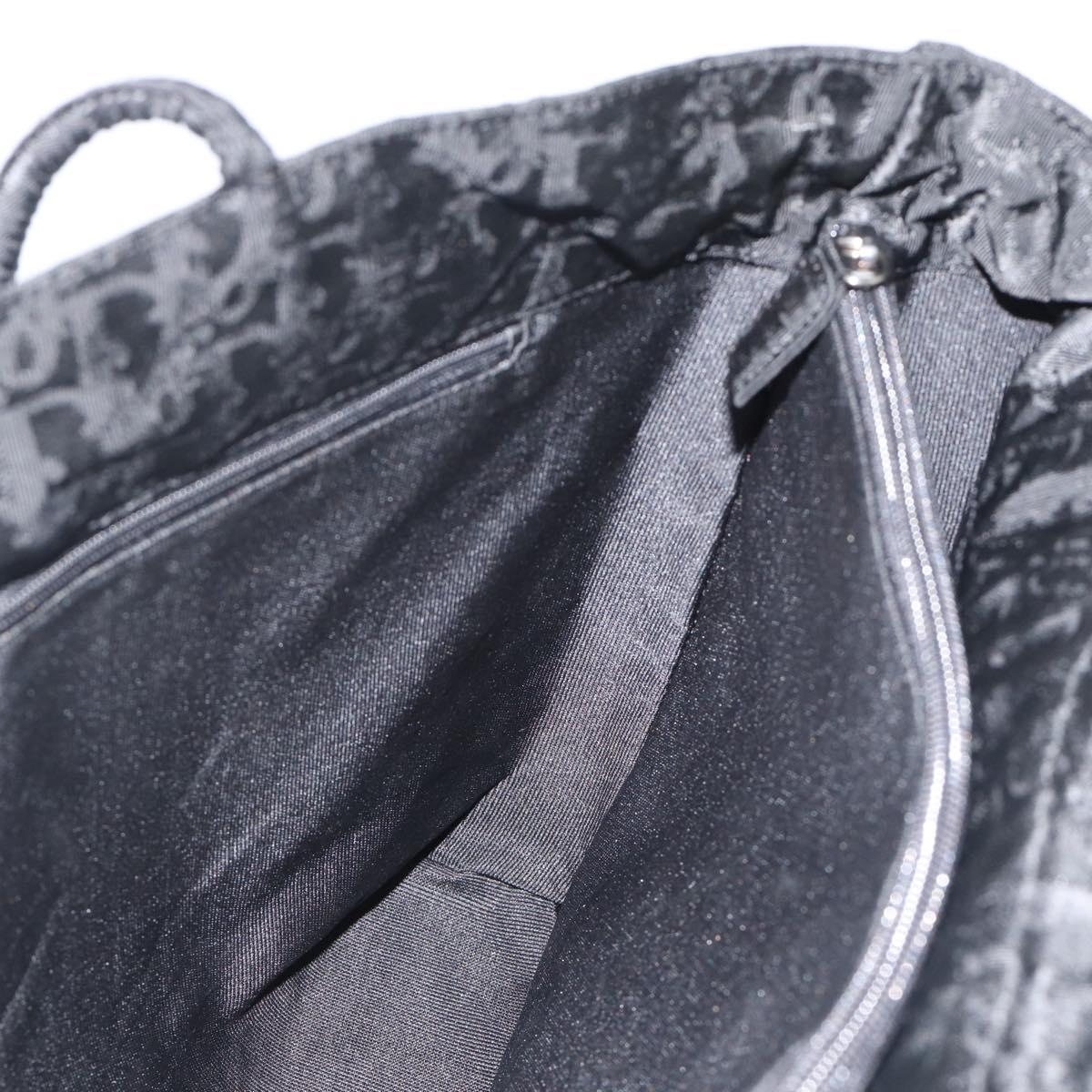 Christian Dior Trotter Canvas Tote Bag Nylon Black Silver Auth mr2779A