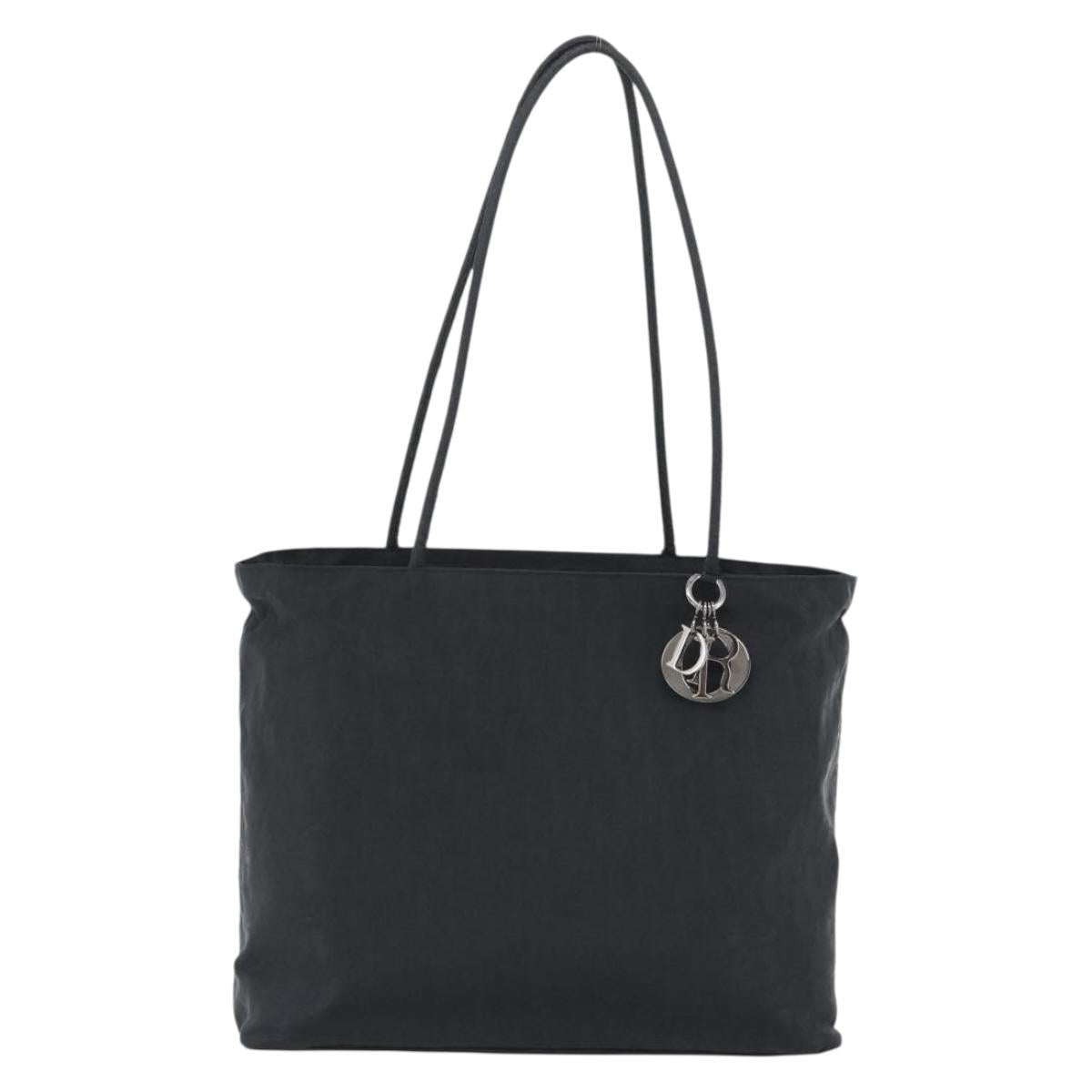 Christian Dior Trotter Canvas Tote Bag Nylon Black Silver Auth mr2779A