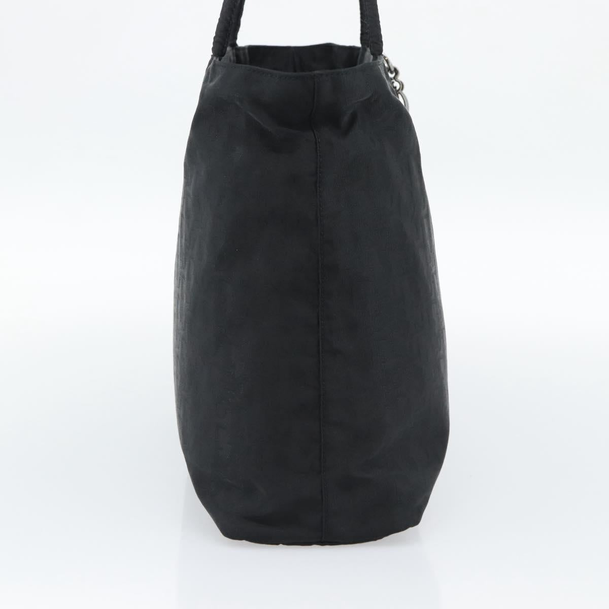 Christian Dior Trotter Canvas Tote Bag Nylon Black Silver Auth mr2779A