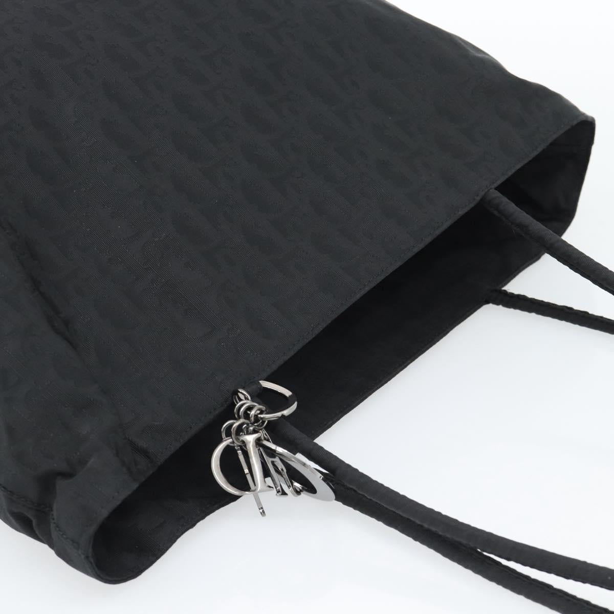 Christian Dior Trotter Canvas Tote Bag Nylon Black Silver Auth mr2779A