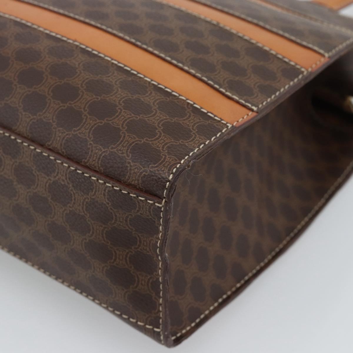 CELINE Macadam Canvas Hand Bag PVC Leather Brown Gold Auth mr2781