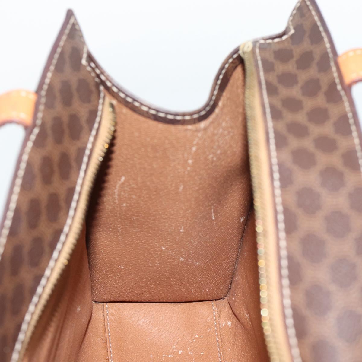 CELINE Macadam Canvas Hand Bag PVC Leather Brown Gold Auth mr2781