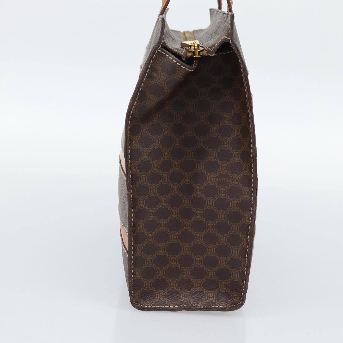 CELINE Macadam Canvas Hand Bag PVC Leather Brown Gold Auth mr2781