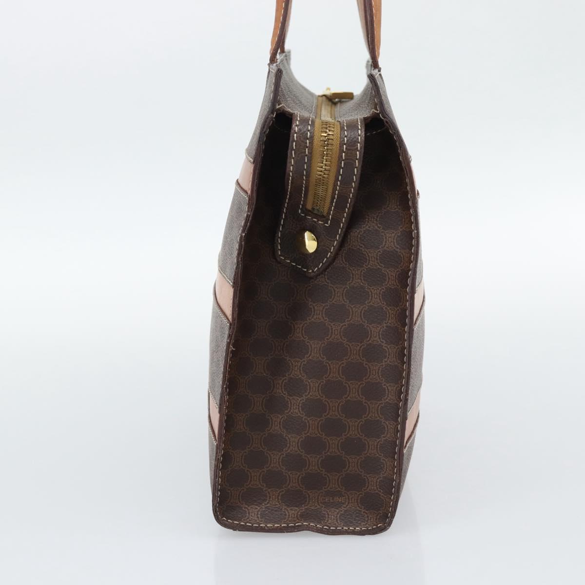 CELINE Macadam Canvas Hand Bag PVC Leather Brown Gold Auth mr2781