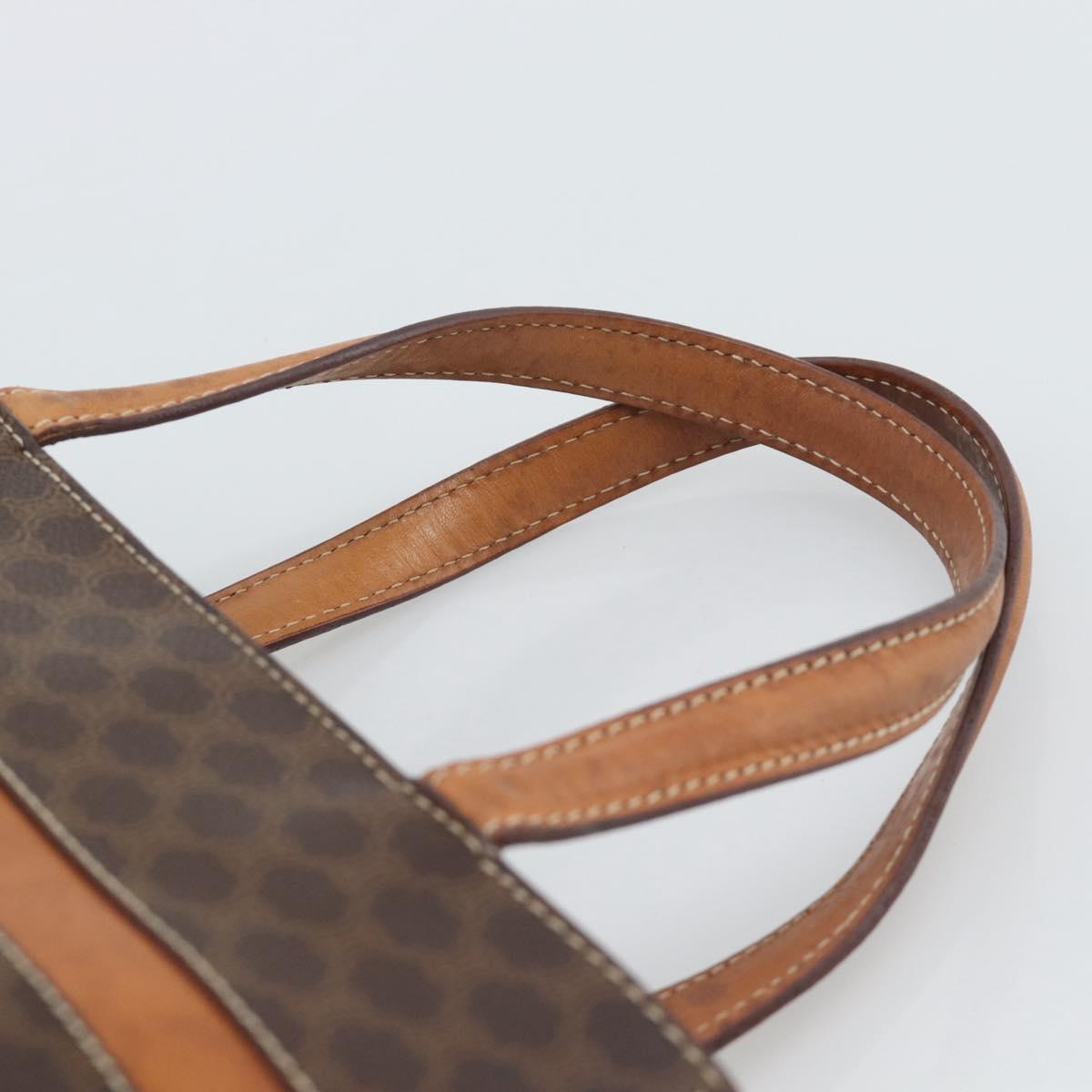 CELINE Macadam Canvas Hand Bag PVC Leather Brown Gold Auth mr2781