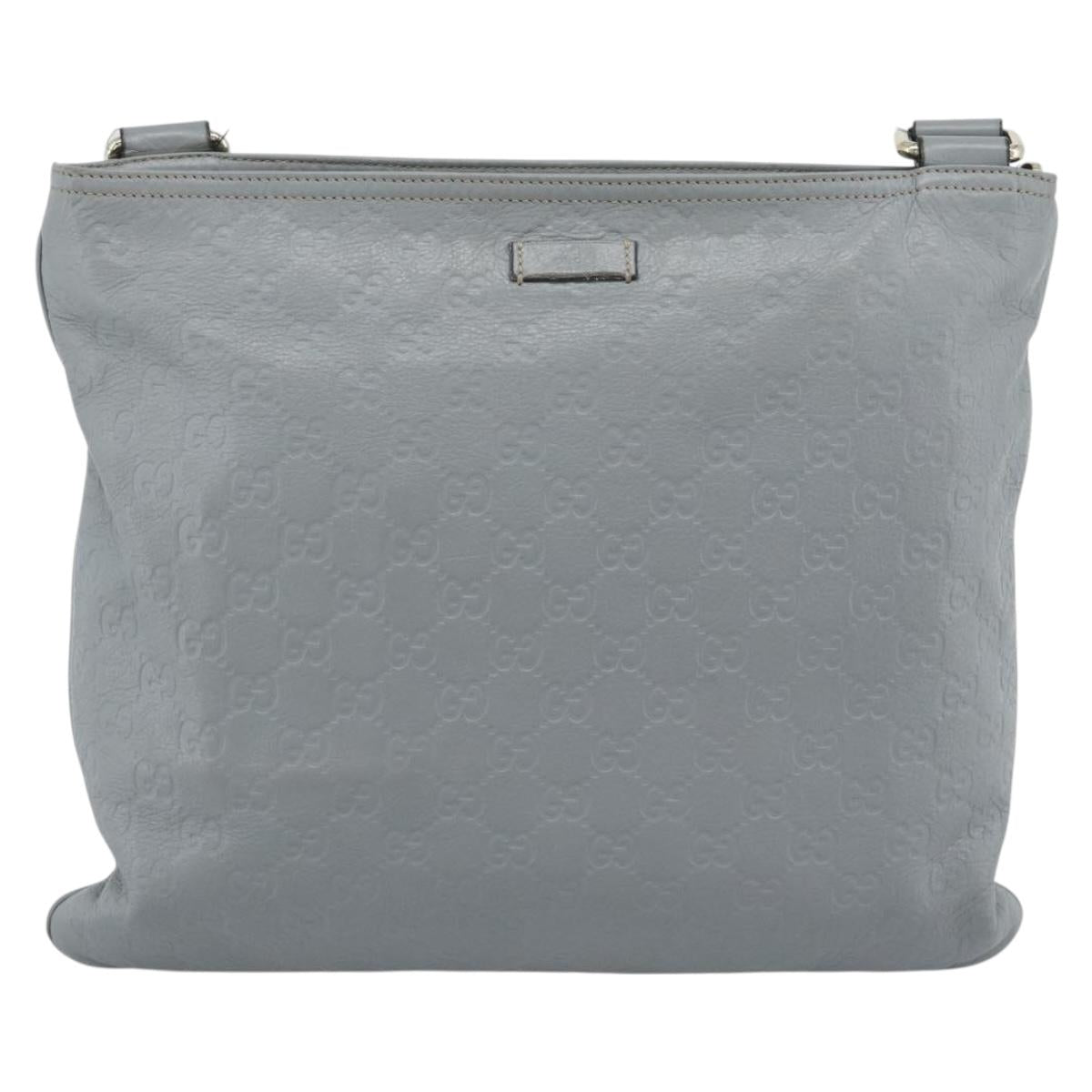 GUCCI GG Canvas Guccissima Shoulder Bag Leather Gray Gold 201446 Auth mr2782A