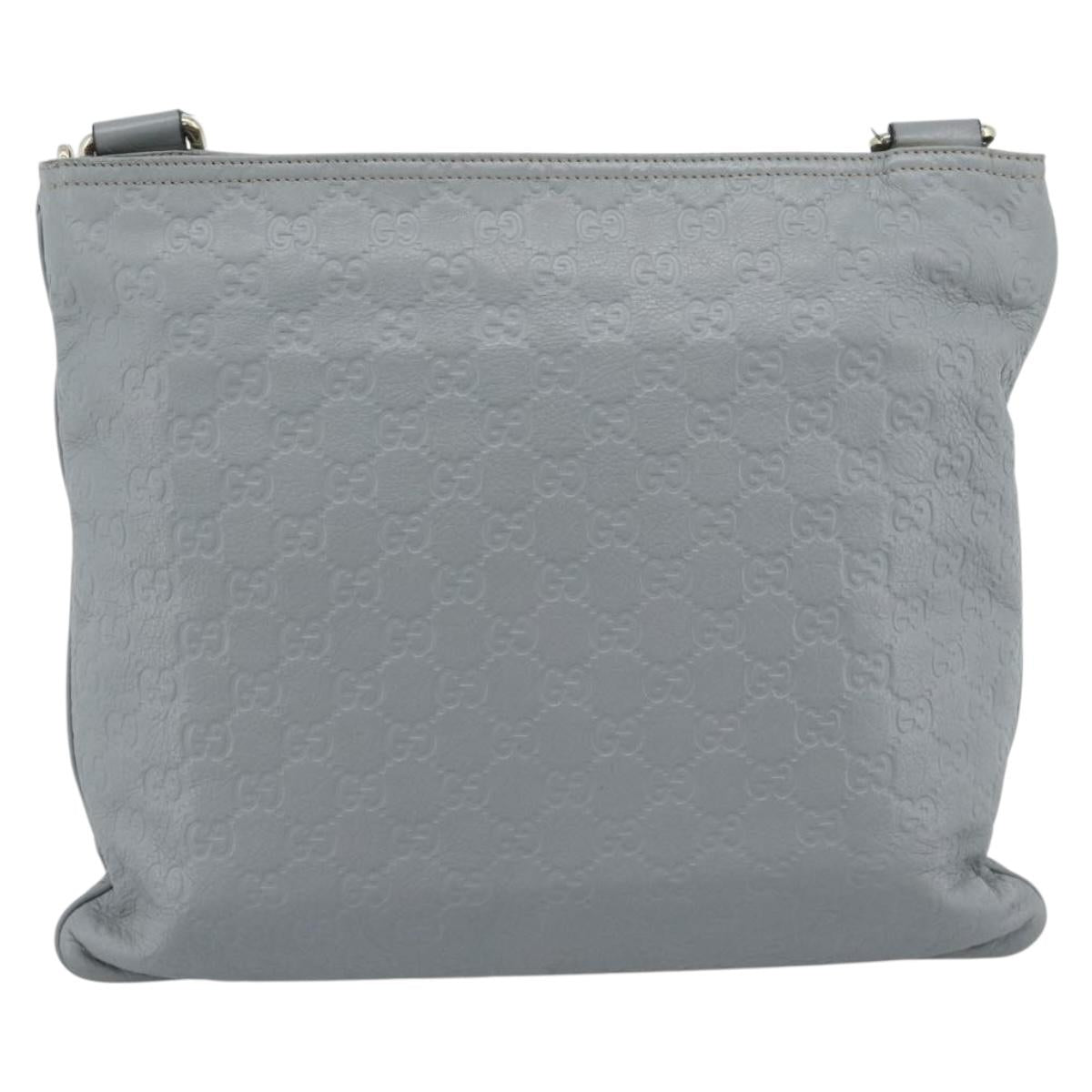 GUCCI GG Canvas Guccissima Shoulder Bag Leather Gray Gold 201446 Auth mr2782A